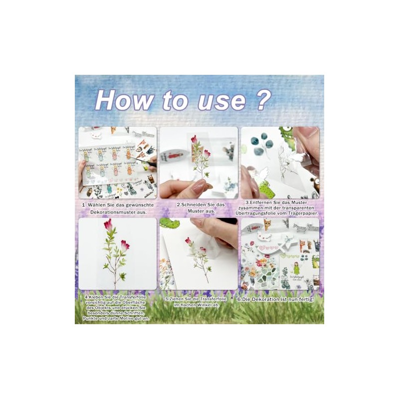 Lavender Motif Transfer Stickers for Stylish DIY Decor