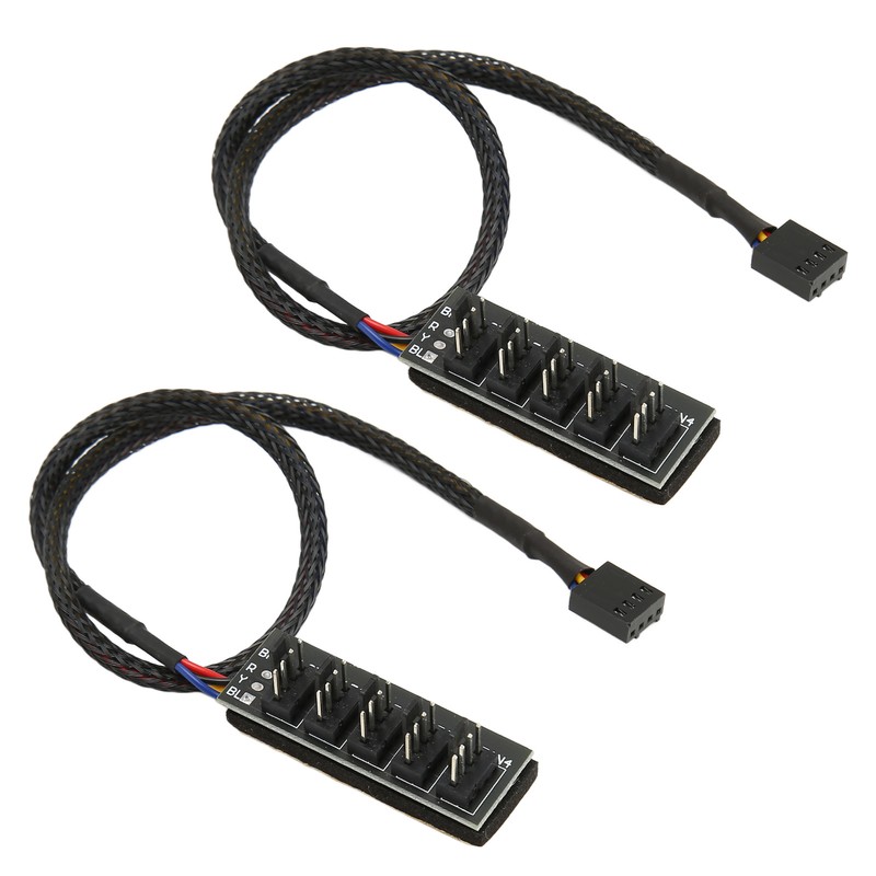 2Pcs PWM Fan Hub 5 Way 4Pin 13.8in Cable Length