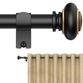 Curtain Rods 18-189 inch, for Window 180 Inch, Adjustable Length Heavy Duty Diameter 7/8 inch, Modern Finials, Black