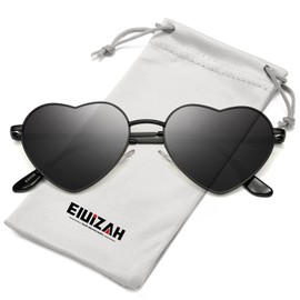 Eiuizah Polarized Heart Sunglasses for Women Men - Cute Trendy Sun Glasses Metal Frame UV400 Protection Lens