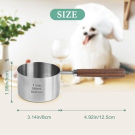 FAFAFLYER Dog-Cat Food-Scoop Measuring-Cup - 304 stainless steel material.1-Cup capacity. Precision scale measurements