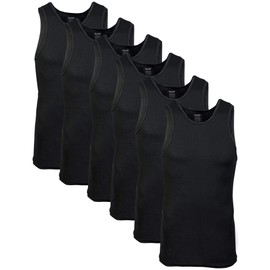 Gildan Men's A-Shirt Tanks, Multipack, Style G1104, Black (6-Pack), 2X-Large
