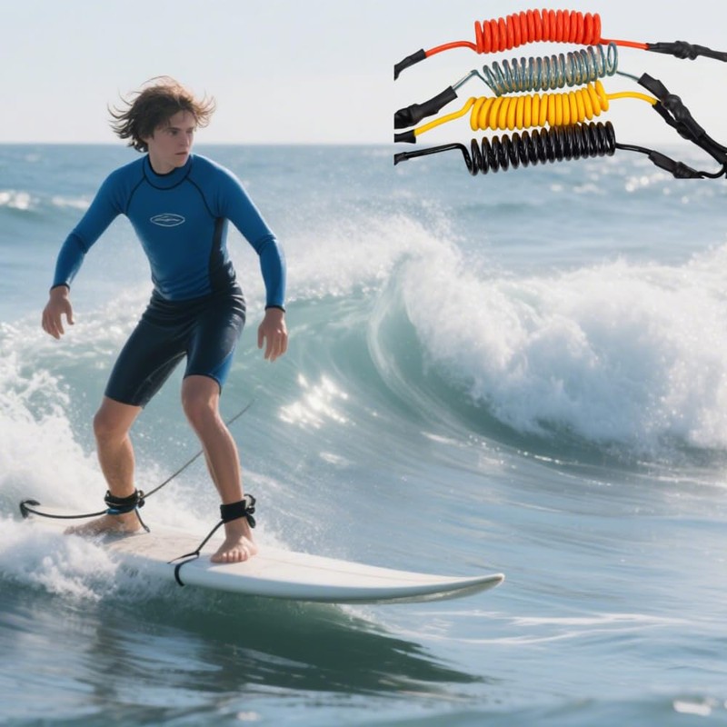 HerFarCai Surfboard Leash, Straight Surf Board Leg Rope with Wrist/Ankle