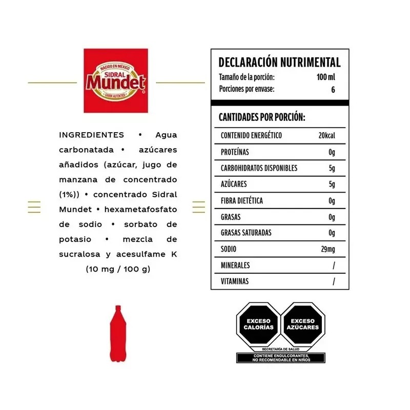 Sidral Mundet 8 BOTTLES Sidral Mundet Apple Soda 600ml