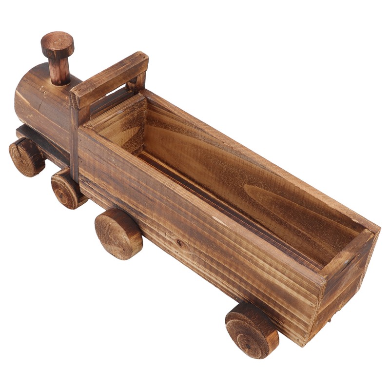 Wooden Flower Pot Cartoon Train Shape Good Ventilation Succulent Flower