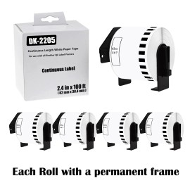 For Brother 5Rolls 2.4"x100' Continuous Paper Tape DK-2205 for Brother QL Label Printer