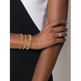 3 Pcs Gold Bracelets for Women Dainty Layered Snake Chain Bracelets Adjustable Metal Bracelet Cuban Link Chain Bracelets Summer Beach Jewelry for Girls