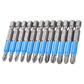 Bestgle 12Pcs Magnetic Phillips & Pozidriv Screwdriver Bits, 1/4" Hex Shank 50mm Anti Slip Cross Slot Phillips Head Drive Bit, 50mm Length, PZ1, PZ2, PZ3, PH1, PH2, PH3