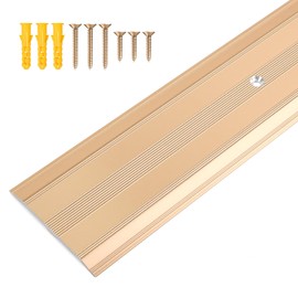 Jiekayi Aluminum Metal Door Threshold, Floor Transition Strip, 36'' L x 2.4'' W x 0.1'' H, Flat-Profile Threshold, Flooring Gaps Carpet Vinyl Wood, Stylish Doorway Transition Draft Protection (Gold)