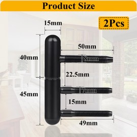 EFUTURETIME 2 x Door Hinge Wooden Door Black Renovation Hinges, Door Hinges Room Door Hinge Removable Door Hinges Silent for Wooden Doors Interior with Wooden Frames