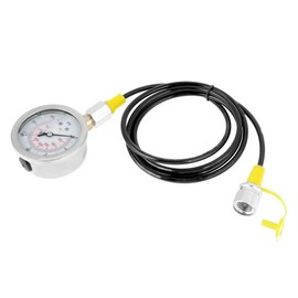 Raguso Hydraulic Hose Test Point Couplin BSP1/4 0~600BAr 8500PSI Gauge Hose Hydraulic Pressure Gauge Hydraulic Pressure Gauge 5000 psi with Hose and Quick Release