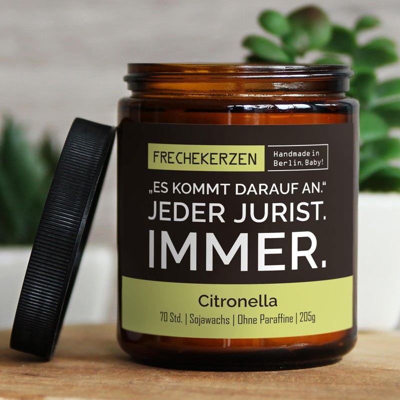 Lustige Citronella Kerze mit Spruch für Anwälte | Handgemacht aus