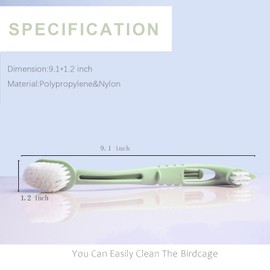 Bird Cage Cleaning Brush,Two Brush Heads,Long-Handled Tool for Cleaning Parrot Cages, Kennels, and Perches,Removes Poop and Keeps Bird Cages Fresh,Essential Bird Cage Accessory