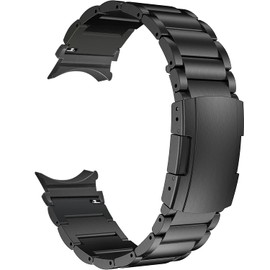 MaKTech Titanium Band for Samsungg Galaxy Watch 6/5/4,[No Gap]Metal Bracelet Strap with Tortoise Buckle,for Samsungg Galaxy Watch 6-43/47/40/44mm,Galaxy Watch 5/4-40/42/44/45/46mm (Black)