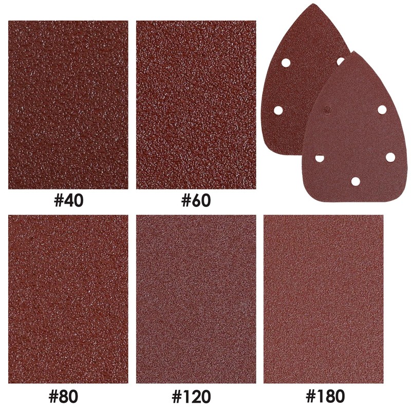 LUCTHY 40Pcs Mouse Sander Pads 5 Hole Sanding Pads, Triangular