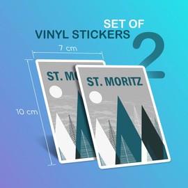 Vinyl Rectangle Vertical (Portrait) Stickers (Set of 2) 10cm - St Moritz Switzerland Mountains Travel for Laptops, Tablets, Luggage, Scrap Booking, Fridges #58904