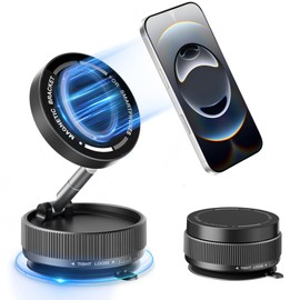 Vacuum Magnetic Phone Holder for Car/MagSafe,360° Adjustable Suction Cup Phone Mount, Foldable & Portable Magnetic Phone Stand for All Smartphones & All Car Models & Home/Office/Gym/Bathroom Mirror