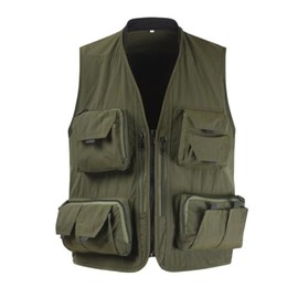 YOUTHUP Mens Fishing Vest Summer Outdoor Utility Work Vests Multi-pocket Photography Travel Safari Gilet, Green, L