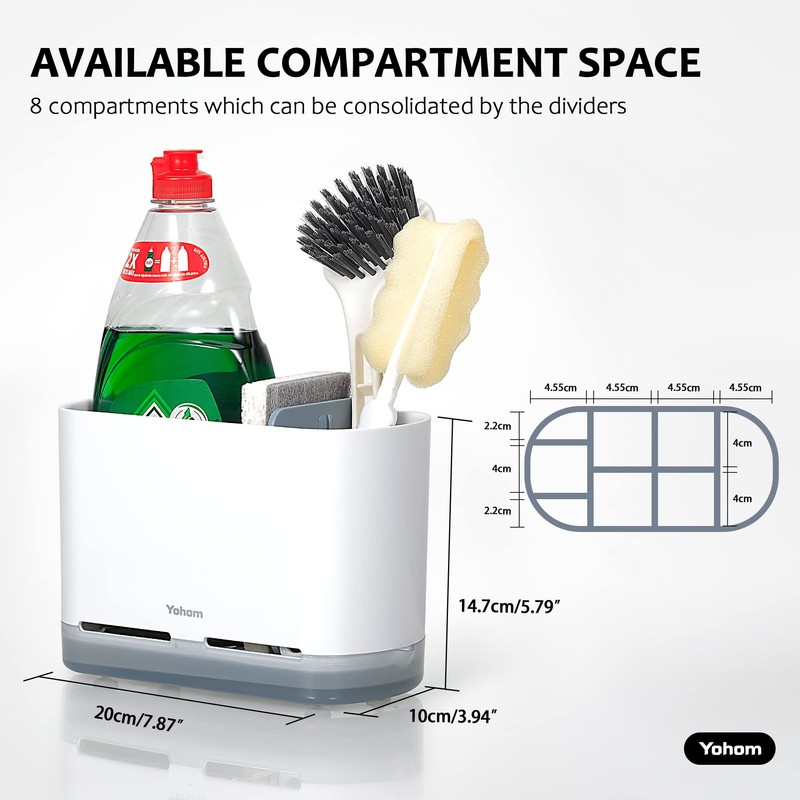 YOHOM Kitchen Scrub Brush Holder for Sink Sponge Caddy Countertop