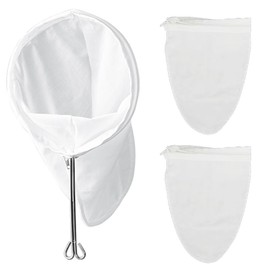 3Pcs Ultra Fine Mesh Strainer Bags, Fine Mesh Strainer with Handle, Reusable Cheesecloth Strainer for Coffee, Nut Milk, Butter, Wine, Juices (Small Size)