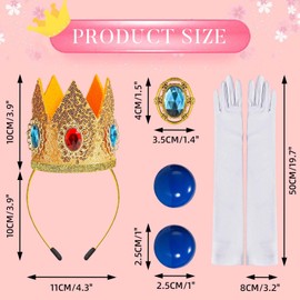 Tiny Chou Princess Crown Accessories, 6Pcs Queen Rhinestone Tiara, Earrings, Brooch Gloves for Women, Costume Jewelry Kit