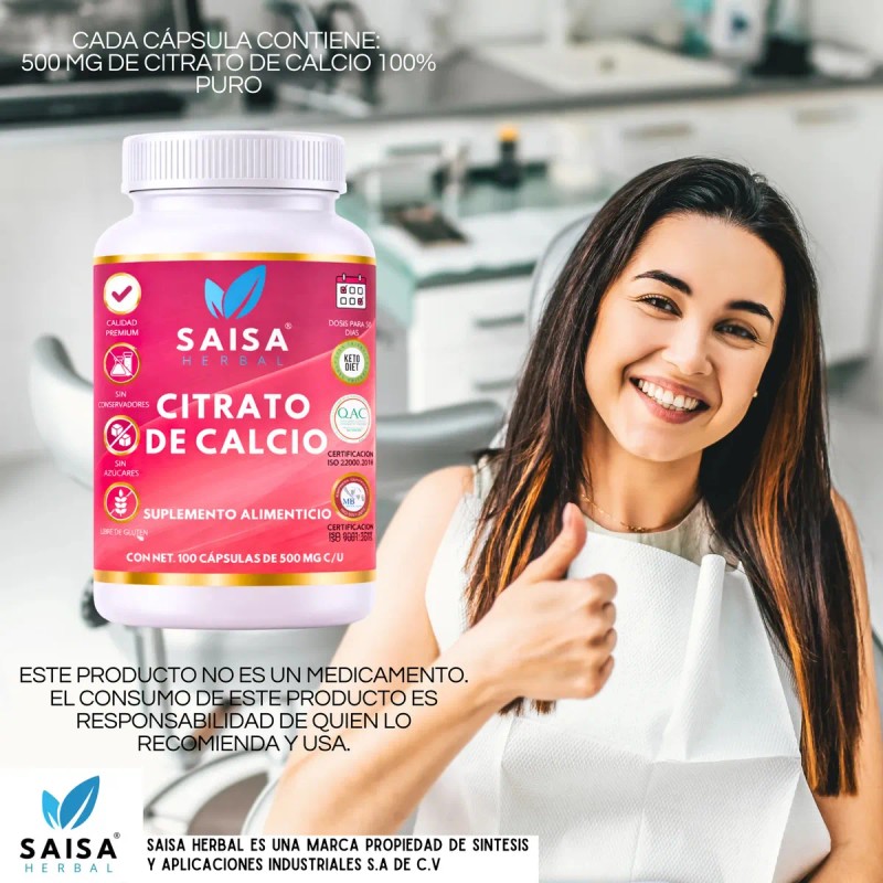 Citrato Calcio Saisa Herbal Suplemento Huesos Dientes Fuertes