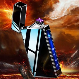 Plasma Dual Arc Lighter,USB Rechargeable Lighter with LED Battery Indicator and Touch Sensor Switch (ICE Black)