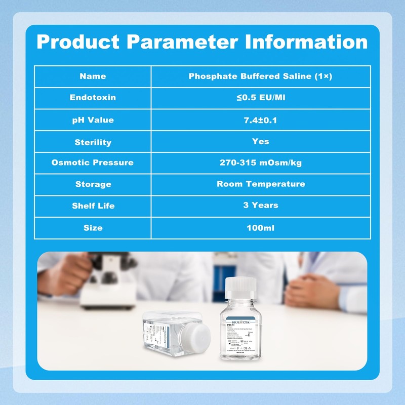 CryoKing Phosphate Buffered Saline 1X, 100ml Lab PBS Buffer 0.1um