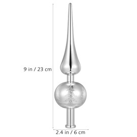 STOBOK Christmas Tree Topper Christmas Tree Topper Blown Xmas Tree Finials Hand- Painted Treetop for Christmas Tree Ornaments (Silver)