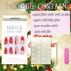 Christmas Press on Nails Almond-24Pcs Red Artificial Fake Nails with