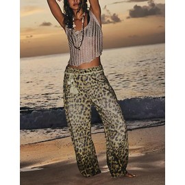 Leopard Barrel Cheetah Print Baggy Boyfriend Jeans - Vintage Mid Rise Wide Leg Tapered Denim Pants