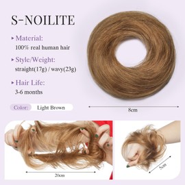 S-noilite Human Hair Messy Bun Hair Piece, Hair Buns for Women,100% Real Hair Bun Wig,Invisible hair buns hair piece,06 Light Brown