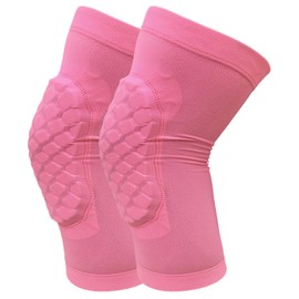 Basketball Knee Pads for Kids Volleyball Knee Pads, Honeycomb Basketball Sleeves Baseball Sleeves Youth Boys & Girls, Knee Savers for Catchers Youth Wrestling Soccer Football Volleyball Roller Skating (Pink, Small)