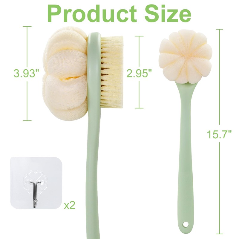 Back Scrubber for Shower with Long Handle, Double-Sided Shower Brush