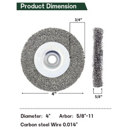 OSFTBVT Crimped Wire Wheel Brush 4in 5/8-11 Threads Arbor for 4-1/2" Angle Grinder Metal Rust Paint Stain Removal - 4pcs