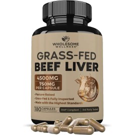 Grass Fed Desiccated Beef Liver Capsules 750mg (180 Count) – New Zealand Pasture Raised Beef Liver Supplement with Iron, Vitamin A & B12 Capsules