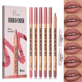 6 PCS Lip Liner Pencil Set - Matte Nude Lip Contour Lipliner, Waterproof Long Lasting Lipstick Lip Liner Set, Smudge-Proof Lip Liner Pen (# New 01)