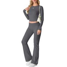 IWOLLENCE Two Piece Outfit Women 2-Piece Lounge Sets for Women UK Coord Outfit Y2K Gym Set Lounge Wear Tracksuit Full Set (Dark Gray, M)