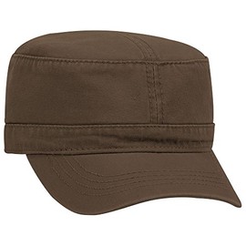 Otto Superior Garment Washed Cotton Twill Military Cap - Dk. Brown