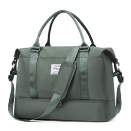 Travel Duffel Bag, Sports Gym Tote Bag for Women, Carry on Luggage Bag for Airplanes, Lightweight Weekender Overnight Shoulder Bag Waterproof Beach Hospital Bag with Shoes Compartment,A2-Army Green