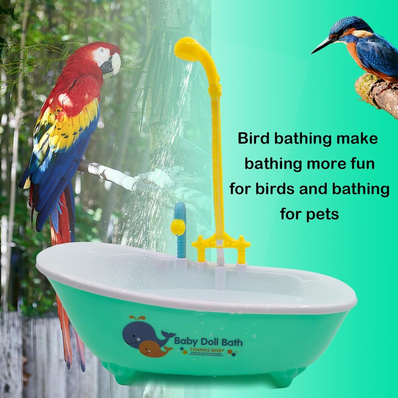 MUYG Parrot Automatic Bathtub with Shower, Cute Durable Bird Bath