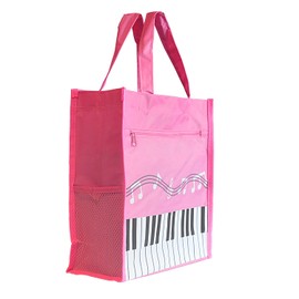 Farcaya Piano Keys Handbag Music Tote Bag Oxford Cloth Nylon Waterproof Storing Music Books for Music Piano Teacher Gifts (Pink)