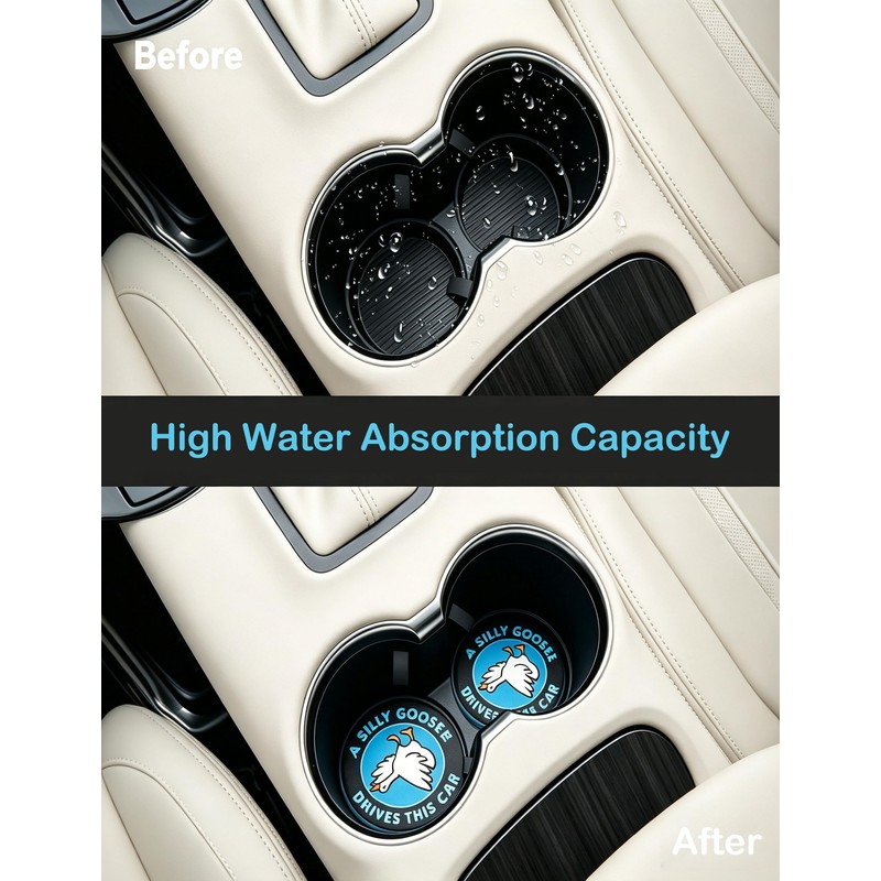 Ceramic Car Coasters for Cup Holders 2 Pack Cute Car