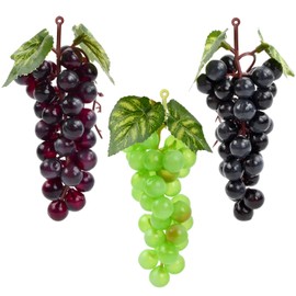 volumoon Pack of 3 Artificial Grapes Decoration, Plastic Grapes, Various Artificial Grapes Frosted, Fake Grape Decoration, Artificial Plastic Grape for Photo Props Decoration