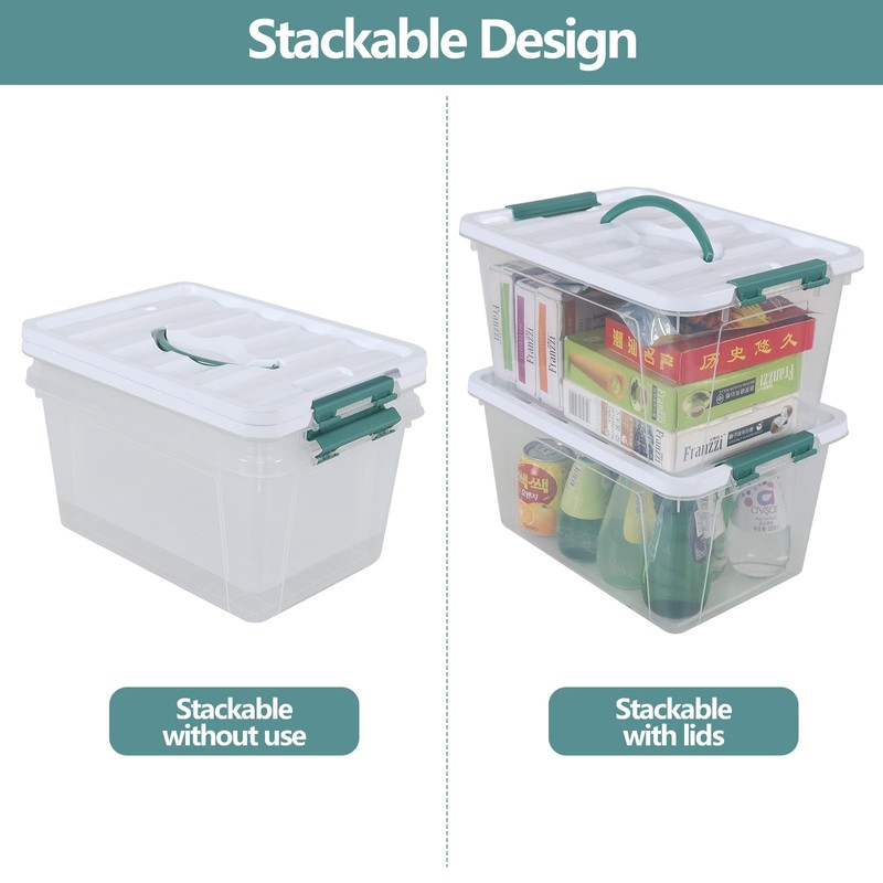 Yesdate 8-Pack 14 Quart Clear Organizing Container with Lid, Plastic