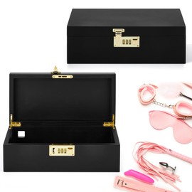 Mifoci 2 Pieces Wooden Adult Man Woman Toy Box Storage with Password Lock Wooden Storage Box Lockable Keepsake Box Toy Box Organizer Locking for Personal Items, Jewelry, Keepsake