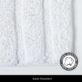 HOMESCAPES Spa Supreme Luxury Pedestal Mat, White, Very Heavy 1800 GSM, Super Soft Plush Cotton, 50x55cm, Washable at Home. Bath Mats Sold Seperately