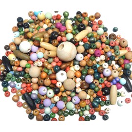 1800 Pieces Colourful Wooden Beads Set Various Shapes & Colours Beads Oval Balls Round 4 mm to 20 mm for DIY Jewellery Arts Crafts