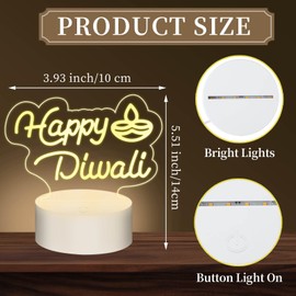 Happy Diwali Light up Sign, Diwali Neon Lights Decorations for Home, Battery Powered Indoor LED, Indian Hindu Pooja Room Light for Puja Party Festival Gift