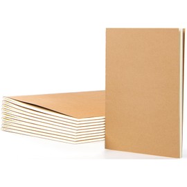 VEESUN Pack of 10 Notebooks, Lined Pages, A5 Notepad, Sketchbook, Kraft Cover Notebook for Children and Adults, Diary for School, Office, Travel, Drawing, Back to School Gift